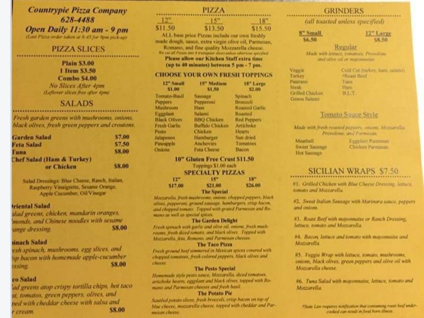 Countrypie Pizza Co. Menu image 3